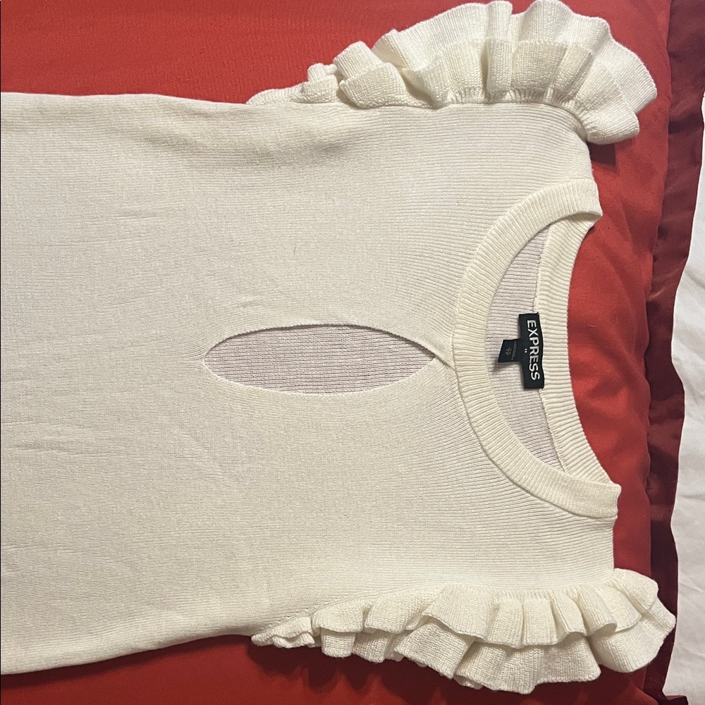 Express Ivory Kids Ruffle Sleeve Top